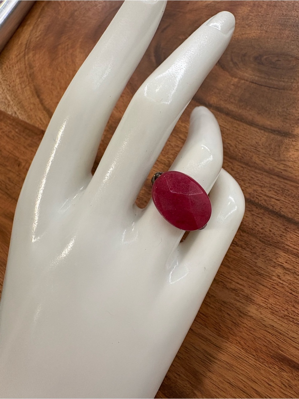 Wire Red Stone Statement Ring - Size 7